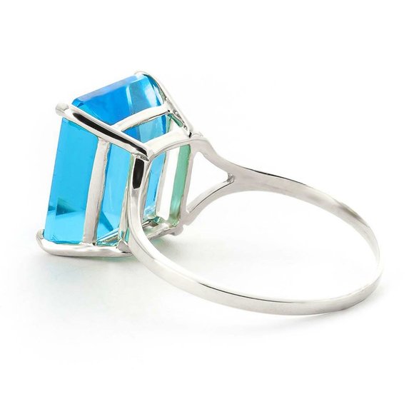 14K. SOLID GOLD RING WITH OCTAGON BLUE TOPAZ - Picture 3 of 6